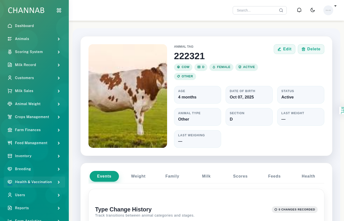Channab Dairy Farm System Animal Tracking